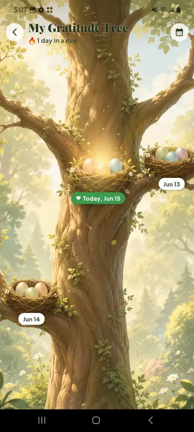 ZoBud My Gratitude Tree with nests of gratitude eggs for each day